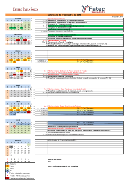 Calendário do 1° Semestre de 2015