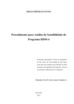 Análise de Sensibilidade do Programa HDM-4