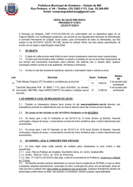 Prefeitura Municipal de Goiabeira – Estado de MG Rua Pinheiro, nº 44