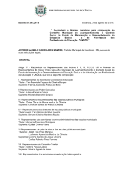 PREFEITURA MUNICIPAL DE INOCÊNCIA Decreto nº.354/2015