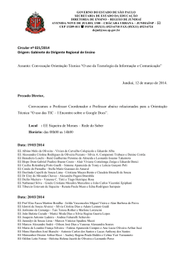 Circular nº 021/2014 Origem: Gabinete do Dirigente Regional de