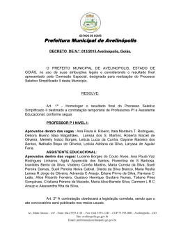 Homologação Processo Seletivo II - Prefeitura de Avelinópolis