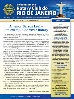Antenor Barros Leal – Um exemplo de Viver Rotary