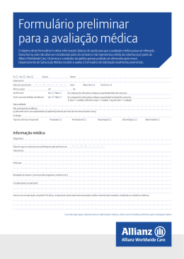 Formulário preliminar para a avaliação médica
