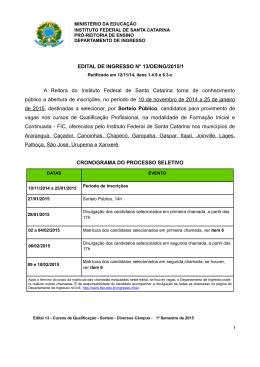 Edital 13/DEING/2015/1: FIC - Sorteio Público