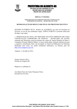 Edital nº 034/2014 - Homologa Resultado Final do Processo Seletivo