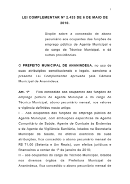 LEI COMPLEMENTAR Nº 2.433 - Prefeitura de Ananindeua
