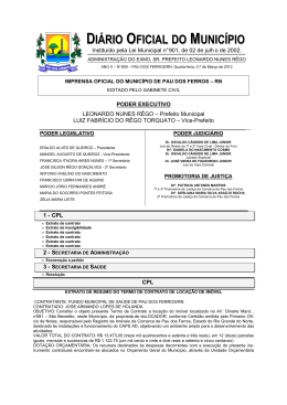 Diário Oficial N.º 809 - Prefeitura Municipal de Pau dos Ferros