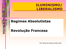 ILUMINISMO/ LIBERALISMO Regimes Absolutistas Revolução