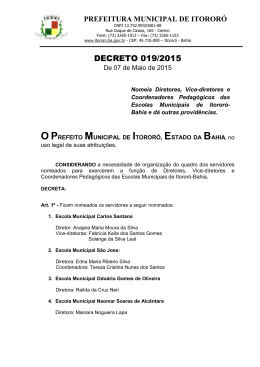 DECRETO 019/2015 - prefeitura municipal de itororó