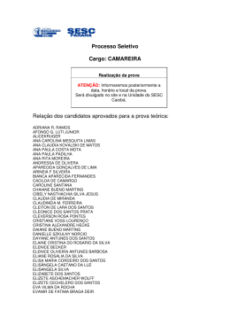 Processo Seletivo Cargo: CAMAREIRA Relação dos candidatos