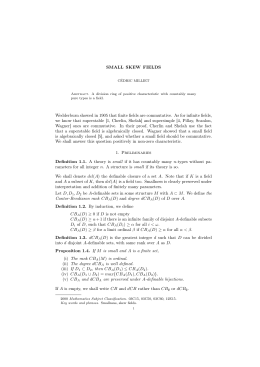 SMALL SKEW FIELDS Wedderburn showed in 1905 that finite fields
