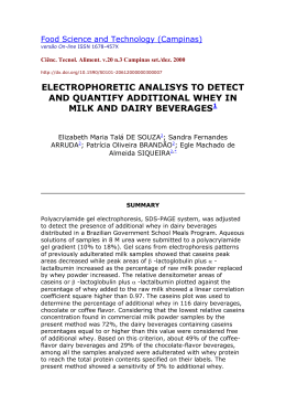 electrophoretic analisys to detect and quantify additional whey in