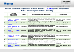 Bolsa Iniciação Científica PIBIC/CNPq edital 14/2015