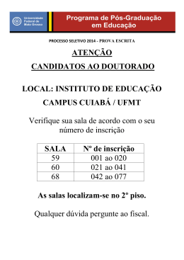 INSTITUTO DE EDUCAÇÃO CAMPUS CUIABÁ / UFMT Verifique