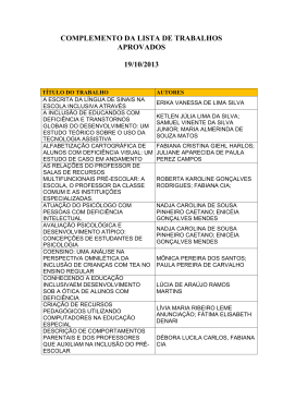 relação complementar dos trabalhos aprovados - 19/10/2013