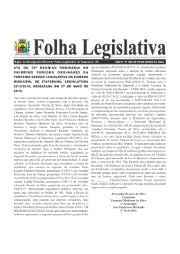 Folha Legislativa Edição 492 - Câmara Municipal de Itaperuna