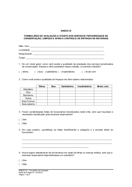 ANEXO XI - Formulário de avaliação