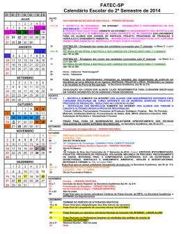 FATEC-SP Calendário Escolar do 2º Semestre de 2014