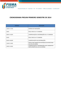 CRONOGRAMA PROUNI PRIMEIRO SEMESTRE DE 2014