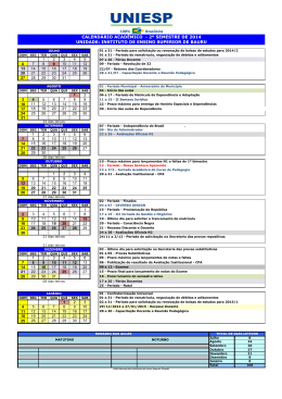 calendário acadêmico - 2º semestre de 2014 unidade