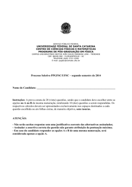 Processo Seletivo PPGFSC/UFSC – segundo semestre de 2014