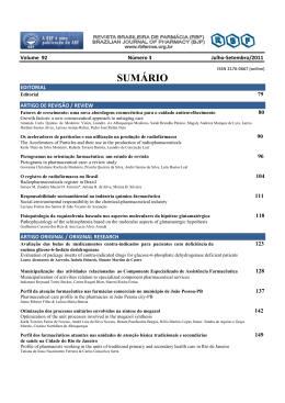 Sumário - Revista Brasileira de Farmácia