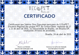 Certificamos que Sabrina Silva Gonçalves participou do II EcoPET