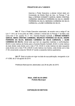 PROJETO DE LEI nº 429/2015 Autoriza o Poder Executivo a