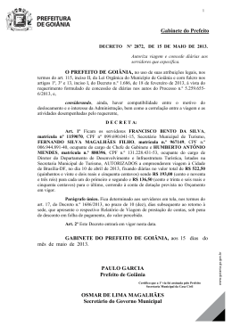 Gabinete do Prefeito PAULO GARCIA Prefeito de Goiânia OSMAR
