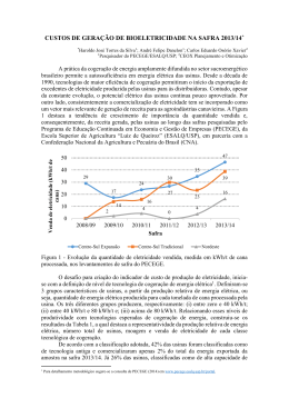 custos de geração de bioeletricidade na safra 2013/14