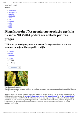 Diagnóstico da CNA aponta que produção agrícola na safra 2013