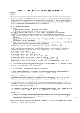 MANUAL DE CRÉDITO RURAL (MCR) 2013/2014