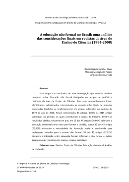 A educação não formal no Brasil - SINECT