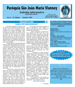 MENSAGEM DO PADRE - Paróquia São João Maria Vianney
