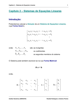 CapítuIo 2 ± Sistemas de Equações Lineares