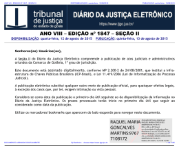 TJ-GO DIÁRIO DA JUSTIÇA ELETRÔNICO - EDIÇÃO 1847