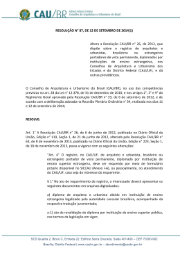 RESOLUÇÃO N° 87, DE 12 DE SETEMBRO DE 2014(1