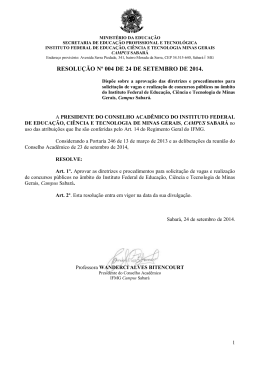 RESOLUÇÃO Nº 004 DE 24 DE SETEMBRO DE 2014.