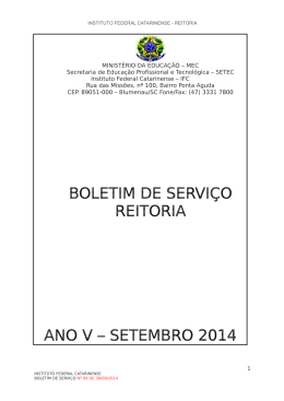 09. Ano V - Setembro 2014 - Portarias & Boletins de Serviço