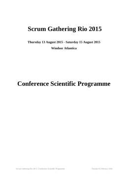 Scrum Gathering Rio 2015 Conference Scientific Programme
