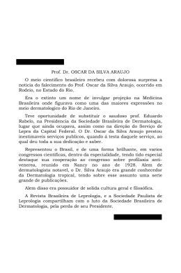 Prof. Dr. OSCAR DA SILVA ARAUJO O meio cientifico brasileiro