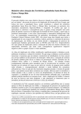 Relatório sobre situação dos Territórios quilombolas Santa Rosa