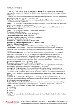 PORTARIA Nº 015/2015 O SECRETARIO MUNICIPAL DE SAUDE