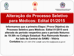 Alteração do Processo Seletivo para Médicos: Edital 01/2015