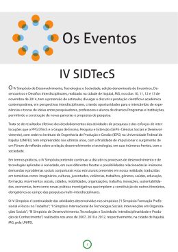 IV SIDTecS - III Simpósio de Desenvolvimento, Tecnologias e