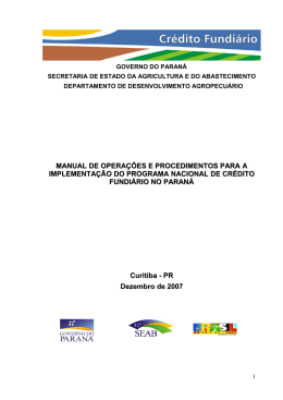 Manual de Operações do PNCF no Paraná