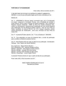 Portaria 147/GAB/SEDAM/2011 - Secretaria de Estado do