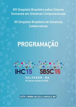 Programação Detalhada do Evento - IHC e SBSC