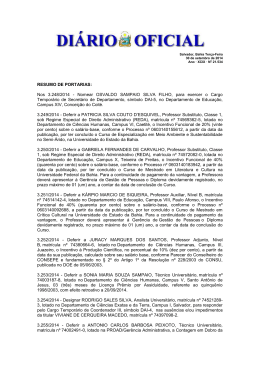 RESUMO DE PORTARIAS: Nos 3.248/2014 - Nomear